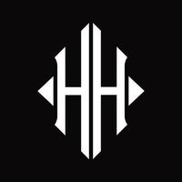 monograma de logotipo hh com modelo de design isolado de forma de escudo vetor