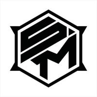 modelo de design de monograma de logotipo sm vetor