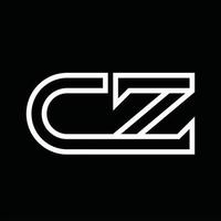 monograma do logotipo cz com espaço negativo de estilo de linha vetor