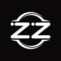 monograma de logotipo zz com modelo de design de forma de fatia arredondada de círculo vetor