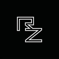 monograma de logotipo rz com modelo de design de estilo de linha vetor