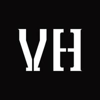monograma de logotipo vh com modelo de design de fatia intermediária vetor