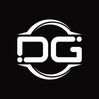 monograma de logotipo dg com modelo de design de forma de fatia arredondada de círculo vetor