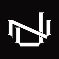 monograma do logotipo nj com modelo de design de estilo vinculado vintage sobreposto vetor