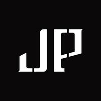 monograma de logotipo jp com modelo de design de fatia média vetor