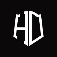 monograma de logotipo hd com modelo de design de fita em forma de escudo vetor