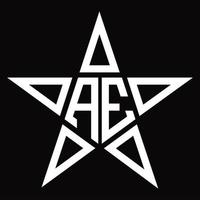 monograma de logotipo ae com modelo de design em forma de estrela vetor