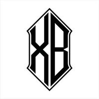 monograma do logotipo xb com formato de escudo e modelo de design de contorno resumo do ícone do vetor
