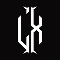 monograma do logotipo lx com modelo de design em forma de chifre vetor