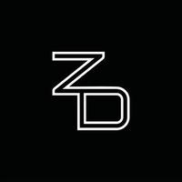 monograma do logotipo zd com modelo de design de estilo de linha vetor