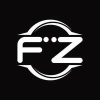 monograma de logotipo fz com modelo de design de forma de fatia arredondada de círculo vetor