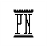 monograma de logotipo pn com modelo de design de forma de pilar vetor