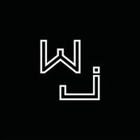 monograma de logotipo wj com modelo de design de estilo de linha vetor
