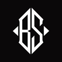 monograma de logotipo bs com modelo de design isolado de forma de escudo vetor