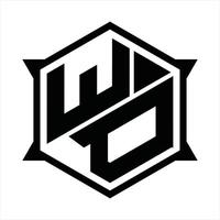 modelo de design de monograma de logotipo wd vetor