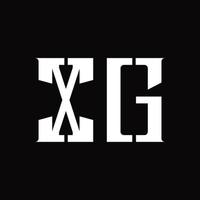 monograma de logotipo xg com modelo de design de fatia média vetor
