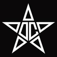 monograma de logotipo oc com modelo de design em forma de estrela vetor