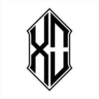 monograma do logotipo xo com forma de escudo e modelo de design de contorno resumo do ícone do vetor
