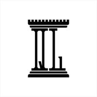 monograma de logotipo ql com modelo de design de forma de pilar vetor