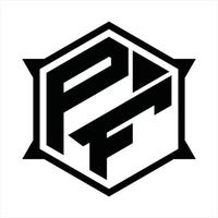 modelo de design de monograma de logotipo pf vetor