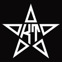 monograma de logotipo kt com modelo de design em forma de estrela vetor