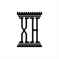 monograma de logotipo xh com modelo de design de forma de pilar vetor
