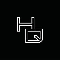 monograma de logotipo hq com modelo de design de estilo de linha vetor