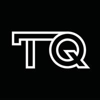 monograma do logotipo tq com espaço negativo de estilo de linha vetor