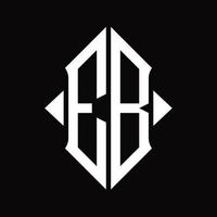 monograma de logotipo eb com modelo de design isolado de forma de escudo vetor