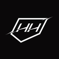 letra de monograma de logotipo hh com design de estilo de escudo e fatia vetor
