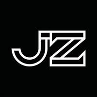 monograma do logotipo jz com espaço negativo de estilo de linha vetor