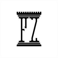 monograma de logotipo fz com modelo de design de forma de pilar vetor