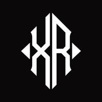 monograma de logotipo xr com modelo de design isolado de forma de escudo vetor