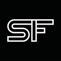 monograma do logotipo sf com espaço negativo de estilo de linha vetor