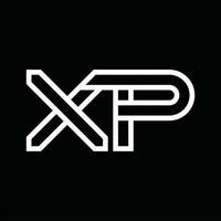 monograma do logotipo xp com espaço negativo de estilo de linha vetor