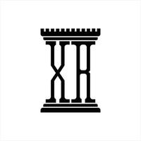 monograma de logotipo xr com modelo de design de forma de pilar vetor