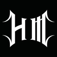 monograma de logotipo hm com modelo de design de forma abstrata vetor
