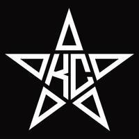 monograma de logotipo kc com modelo de design em forma de estrela vetor