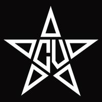 monograma de logotipo cv com modelo de design em forma de estrela vetor