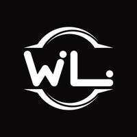 monograma de logotipo wl com modelo de design de forma de fatia arredondada de círculo vetor