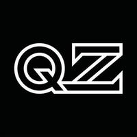 monograma do logotipo qz com espaço negativo de estilo de linha vetor