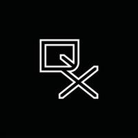 monograma do logotipo qx com modelo de design de estilo de linha vetor