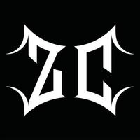 monograma do logotipo zc com modelo de design de forma abstrata vetor