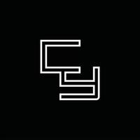 monograma de logotipo cy com modelo de design de estilo de linha vetor