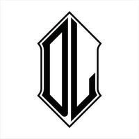 monograma do logotipo dl com forma de escudo e modelo de design de contorno resumo do ícone do vetor