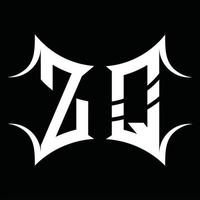 monograma de logotipo zq com modelo de design de forma abstrata vetor