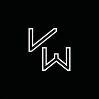 monograma de logotipo vw com modelo de design de estilo de linha vetor