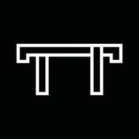 monograma do logotipo tt com espaço negativo de estilo de linha vetor