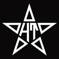 monograma de logotipo ht com modelo de design em forma de estrela vetor