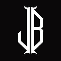 monograma do logotipo jb com modelo de design em forma de chifre vetor